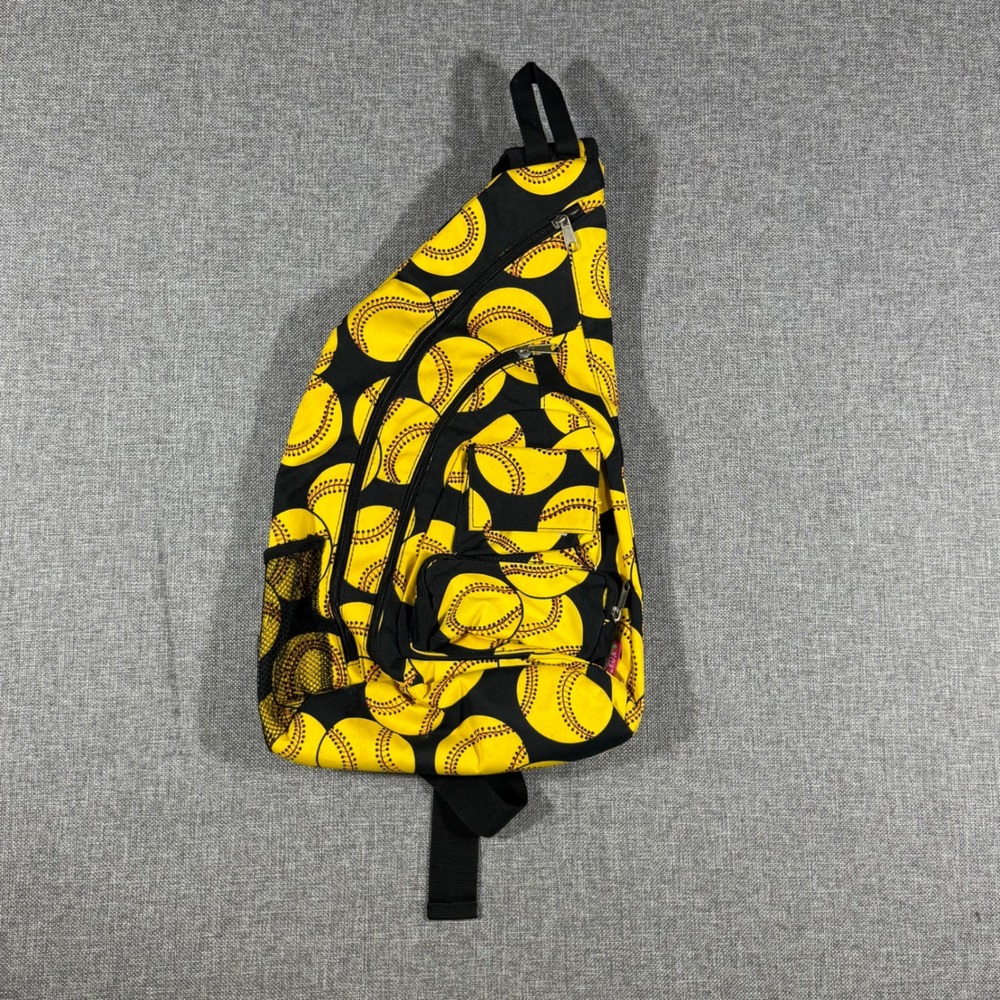 N. Gil Softball Crossbody Sling Bag Yellow Black All Over Sports Athletic Gear